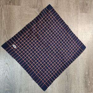 Yves Saint Laurent 18x18 Navy and Red Checkered Handkerchief